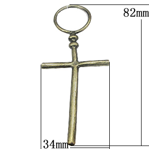 Pendant, Zinc Alloy Jewelry Findings, Cross 34x82mm, Sold by Bag