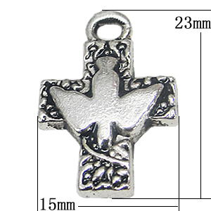 Pendant, Zinc Alloy Jewelry Findings, Cross 15x23mm, Sold by Bag