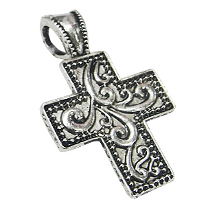 Pendant, Zinc Alloy Jewelry Findings, Cross 25x38mm, Sold by Bag