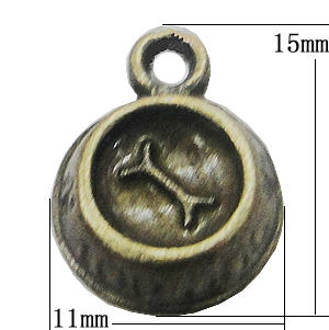 Pendant, Zinc Alloy Jewelry Findings, 11x15mm, Sold by Bag