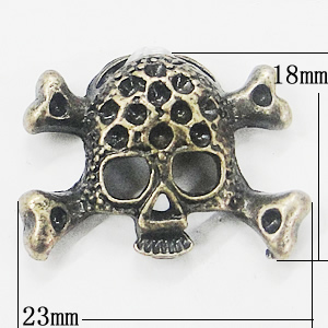 Pendant, Zinc Alloy Jewelry Findings, Skeleton 23x18mm, Sold by Bag