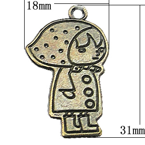 Pendant, Zinc Alloy Jewelry Findings, 18x31mm, Sold by Bag