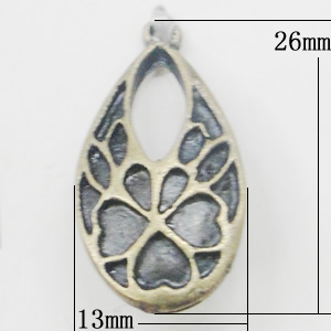 Pendant, Zinc Alloy Jewelry Findings, Teardrop 13x26mm, Sold by Bag