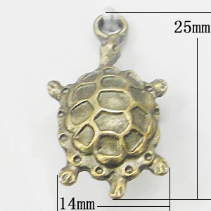 Pendant, Zinc Alloy Jewelry Findings, Tortoise 14x25mm, Sold by Bag