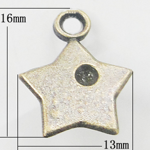 Pendant, Zinc Alloy Jewelry Findings, Star 13x16mm, Sold by Bag