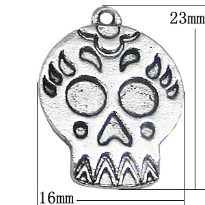 Pendant, Zinc Alloy Jewelry Findings, Skeleton 16x23mm, Sold by Bag