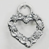 Pendant, Zinc Alloy Jewelry Findings, Heart 22x27mm, Sold by Bag