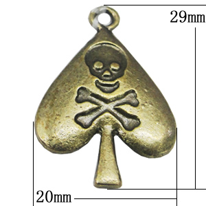 Pendant, Zinc Alloy Jewelry Findings, Heart 20x29mm, Sold by Bag