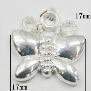 Pendant, Zinc Alloy Jewelry Findings, Butterfly 17x17mm, Sold by Bag