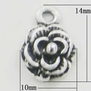 Pendant, Zinc Alloy Jewelry Findings, Flower 10x14mm, Sold by Bag