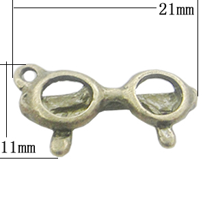 Pendant, Zinc Alloy Jewelry Findings, Glasses 21x11mm, Sold by Bag