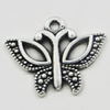Pendant, Zinc Alloy Jewelry Findings, Butterfly 19x15mm, Sold by Bag