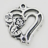Pendant, Zinc Alloy Jewelry Findings, Heart 19x21mm, Sold by Bag