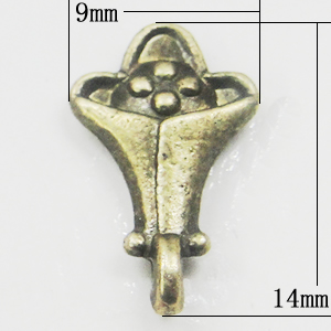 Pendant, Zinc Alloy Jewelry Findings, 9x14mm, Sold by Bag