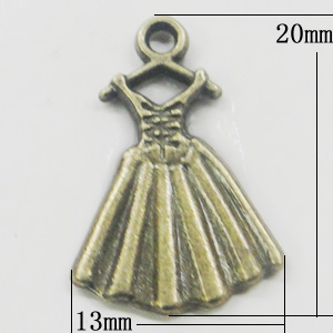 Pendant, Zinc Alloy Jewelry Findings, Dress 13x20mm, Sold by Bag
