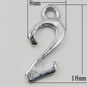 Pendant, Zinc Alloy Jewelry Findings, Letter 8x18mm, Sold by Bag