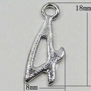 Pendant, Zinc Alloy Jewelry Findings, Letter 8x18mm, Sold by Bag