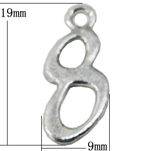 Pendant, Zinc Alloy Jewelry Findings, Letter 9x19mm, Sold by Bag