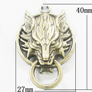 Connectors, Zinc Alloy Jewelry Findings, Animal Head 27x40mm, Sold by Bag