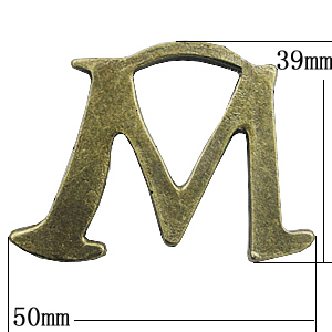 Pendant, Zinc Alloy Jewelry Findings, Letter 50x39mm, Sold by Bag