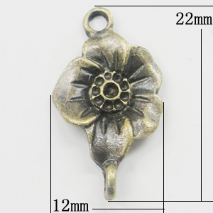 Connectors, Zinc Alloy Jewelry Findings, Flower 12x22mm, Sold by Bag