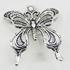 Pendant, Zinc Alloy Jewelry Findings, Butterfly 24x28mm, Sold by Bag
