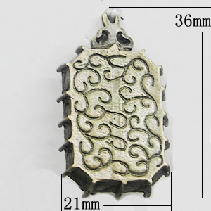 Pendant, Zinc Alloy Jewelry Findings, 21x36mm, Sold by Bag