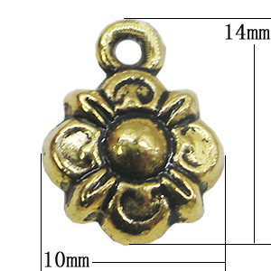 Pendant, Zinc Alloy Jewelry Findings, Flower 10x14mm, Sold by Bag