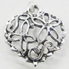 Pendant, Zinc Alloy Jewelry Findings, Heart 19x22mm, Sold by Bag