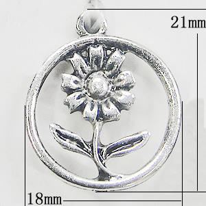 Pendant, Zinc Alloy Jewelry Findings, 18x21mm, Sold by Bag