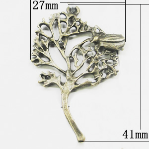 Pendant, Zinc Alloy Jewelry Findings, Tree 27x41mm, Sold by Bag