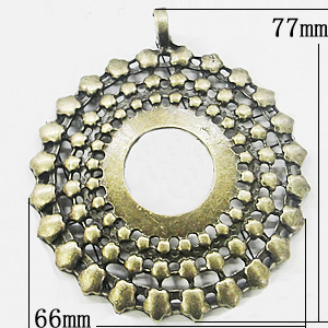 Pendant, Zinc Alloy Jewelry Findings, 66x77mm, Sold by Bag