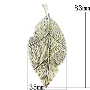 Pendant, Zinc Alloy Jewelry Findings, Leaf 35x83mm, Sold by Bag