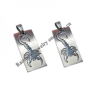 Stainless Steel Pendant, Twelve Zodiac, Scorpio, 17x38mm, Sold by bag