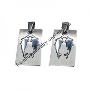 Stainless Steel Pendant, Twelve Zodiac, Pisces, 18x33mm, Sold by bag