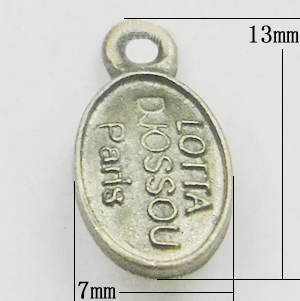 Pendant, Zinc Alloy Jewelry Findings, Flat Oval 7x13mm, Sold by Bag