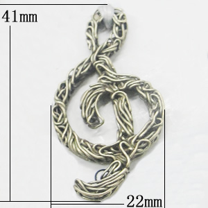 Pendant, Zinc Alloy Jewelry Findings, 22x41mm, Sold by Bag