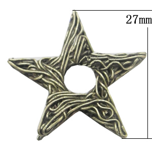 Pendant, Zinc Alloy Jewelry Findings, Star 27mm, Sold by Bag