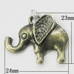 Pendant, Zinc Alloy Jewelry Findings, Elephant 24x23mm, Sold by Bag