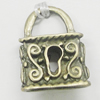 Pendant, Zinc Alloy Jewelry Findings, Lock 16x23mm, Sold by Bag