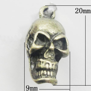 Pendant, Zinc Alloy Jewelry Findings, Skeleton 9x20mm, Sold by Bag