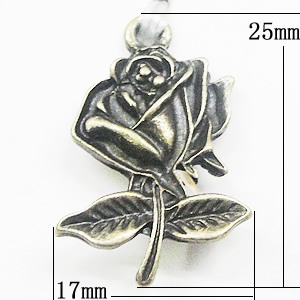 Pendant, Zinc Alloy Jewelry Findings, Flower 17x25mm, Sold by Bag