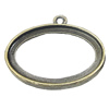 Zinc Alloy Pendant Settings, Outside diameter:31x26mm, Interior diameter:29x20mm, Sold by Bag