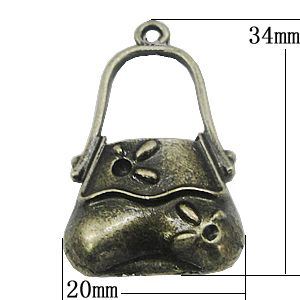 Pendant, Zinc Alloy Jewelry Findings, Bag 20x34mm, Sold by Bag