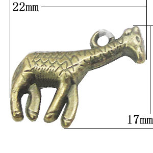 Pendant, Zinc Alloy Jewelry Findings, Animal 22x17mm, Sold by Bag