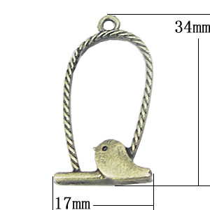 Pendant, Zinc Alloy Jewelry Findings, 17x34mm, Sold by Bag
