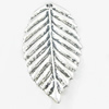 Pendant, Zinc Alloy Jewelry Findings, Leaf 25x50mm, Sold by Bag