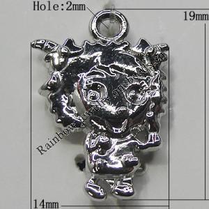 Pendant Zinc Alloy Jewelry Findings Lead-free, 19x14mm Hole:2mm, Sold by Bag