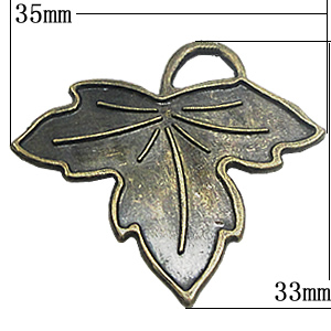 Pendant, Zinc Alloy Jewelry Findings, Leaf 35x33mm, Sold by Bag