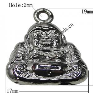 Pendant Zinc Alloy Jewelry Findings Lead-free, Buddha 19x17mm Hole:2mm, Sold by Bag